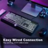 Large Print Backlit Computer Keyboard, USB Full Size Wired Keyboards with 7-Colors Backlight, Wrist Rest, Light Up Keyboard for Windows, PC, Laptop - Easy to See, Easy to Setup