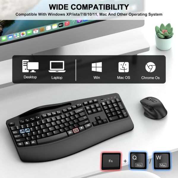 718iw57Mb1L._AC_SL1500_.jpg Wireless Keyboard and Mouse Combo, 2.4G Full Size Wave Keys Ergonomic Keyboard with Wrist Rest, Phone Holder, 3-Level DPI Adjustable Wireless Ergonomic Mouse for Windows, Mac Desktop/Laptop/PC(Black)