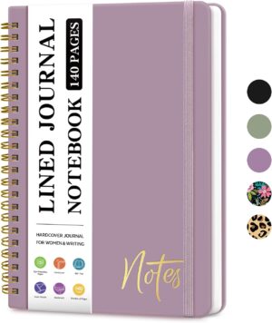 ZOTIA Lined Spiral Journal Notebook for Women, A5 College Ruled Journals for Writing, Hardcover Notebooks for Work, Note taking and Office School Supplies,140 Pages - Purple