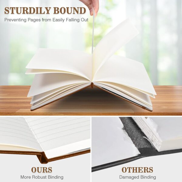 71AA1JG8V7L._AC_SL1500_.jpg OMEYA 4 Pack Lined Journal Notebooks for Work, 100gsm Thick Paper, 5.7"x 8.3", College Ruled A5 Notebook Bulk, Leather Journal for Writing, Hardcover Notebooks for School, Office, Journal for Men