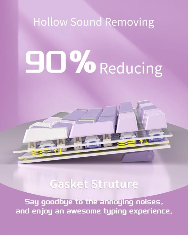 71AcKazcbmL._AC_SL1500_.jpg MageGee SKY98 Mechanical Gaming Keyboard, 96% Gasket Hot Swappable Wired Custom Creamy Keyboard with 5-Layer Sound Dampening, RGB Backlit, NKRO for Win/Mac (Violet, Violet Switch)