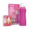 Cirkul 32oz. Hot Pink Stainless Steel Water Bottle Starter Kit with Pink Lid and 2 Flavor Cartridges (1 LifeSip Strawberry, 1 GoSip Passion Fruit Dragon Fruit) No Sugar, Zero Calorie Drink Mix