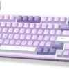 71Depne-AdL._AC_SL1500_.jpg MageGee SKY81 75% Mechanical Gaming Keyboard, Gasket Hot Swappable Wired Custom Creamy Keyboard with 5-Layer Sound Dampening, Knob Control, RGB Backlit, NKRO for Win/Mac (Violet, Violet Switch)