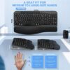 Ergonomic Wireless Keyboard with Cushioned Wrist Rest, Wave Keys, Phone Holder, Comfortable Natural Typing, 2.4GHz Full Size Cordless USB Computer Keyboard for Windows, Mac OS, Laptop, PC (Black)
