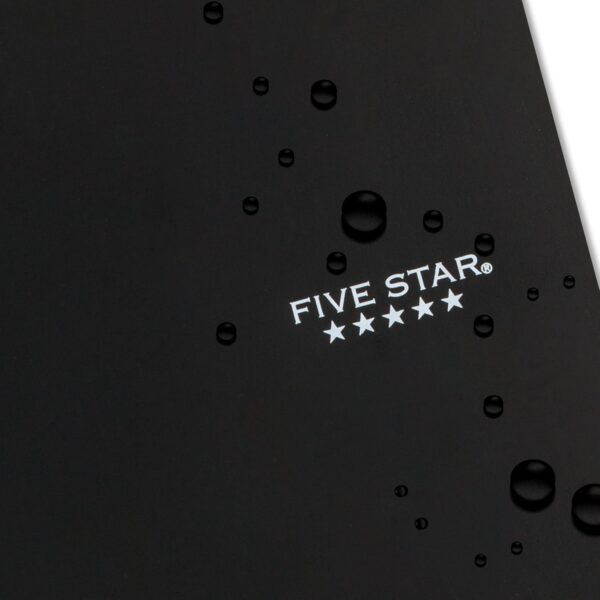 Five Star Spiral Notebook + Study App, 5 Subject, Wide Ruled Paper, 8" x 10-1/2", 200 Sheets, Fights Ink Bleed, Water Resistant Cover, Black (72045)