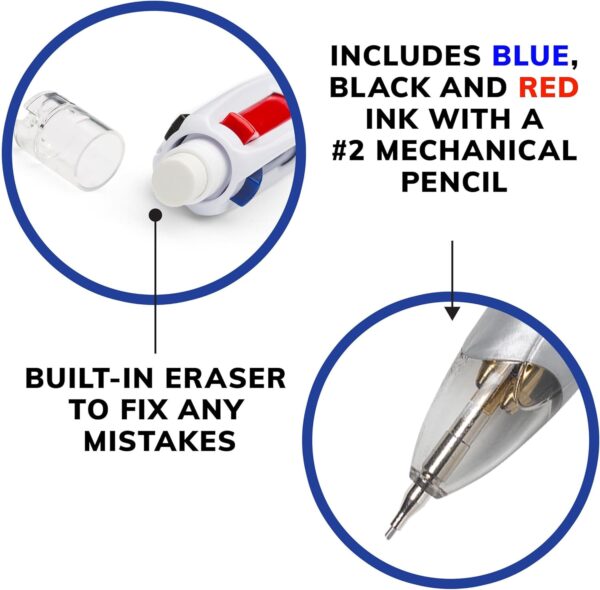 BIC 4-Color 3+1 Retractable Ballpoint Pen with Red, Blue, Black Ink and 0.7 mm Mechanical Pencil, 1-Count in Assorted Ink