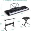 71F5DQx8oL._AC_SL1500_.jpg Best Choice Products 61-Key Electronic Keyboard Piano Portable Electric Keyboard Complete Beginner Set w/LED Screen, Stand, Bench, Headphones - Black
