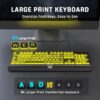 Large Print Backlit Computer Keyboard, USB Full Size Wired Keyboards with 7-Colors Backlight, Wrist Rest, Light Up Keyboard for Windows, PC, Laptop - Easy to See, Easy to Setup