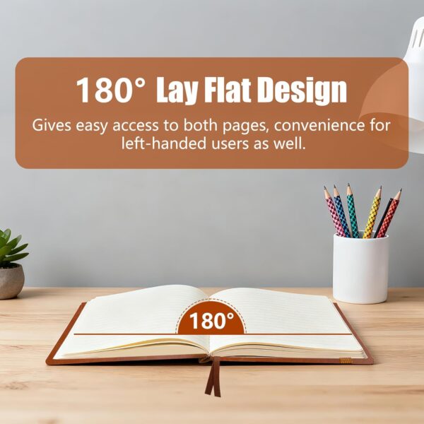 Lined Journal Notebook, A5, 192 Pages 100 GSM Thick Paper, Hardcover Leather College Ruled Journal for Writing, Men Women, Journaling, Daily, Work, Office, Home School Business(Brown)