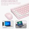 Wireless Keyboard and Mouse Combo, Reccazr 2.4G Full-Sized Keyboard and Mouse Cordless, 3 DPI Adjustable Mouse, Dual-System Keyboard for Computer/Laptop/Windows/Mac (Pink & White)