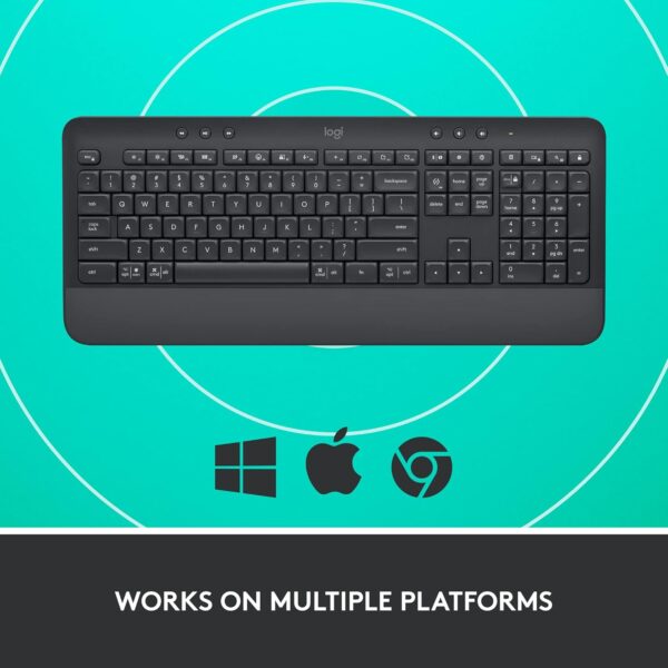 71Gi9xBfyTL._AC_SL1500_.jpg Logitech Signature K650 Comfort Full-Size Wireless Keyboard with Wrist Rest, BLE Bluetooth or Logi Bolt USB Receiver, Deep-Cushioned Keys, Numpad, Compatible with Most OS/PC/Window/Mac - Graphite