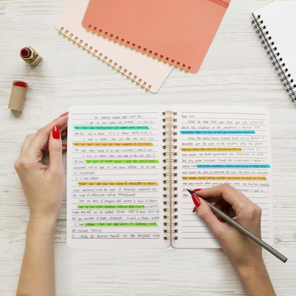 DMSVK 4 PCS Small Spiral Notebook 5x7, Spiral Journal Notebook, Notebooks for Work, Note Taking, School, Small Notebooks 5x7 with Strap, Cute Notebooks for Women 50 Sheets