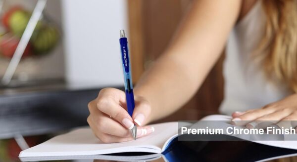 AKVINQ® Élan Gel Pens 12-Pack, 0.7mm Medium Point, Retractable Gel Ink Pen – Premium Chrome Finish, Blue Ink, Smudge-Resistant, Unique Comfort Grip, Office & School Writing (Blue)