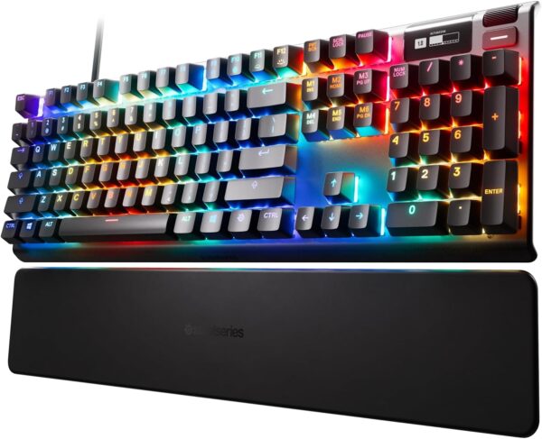 SteelSeries Apex Pro HyperMagnetic Gaming Keyboard — Adjustable Actuation — SteelSeries Apex Pro HyperMagnetic Gaming Keyboard — Adjustable Actuation — OLED Screen — RGB – USB Passthrough