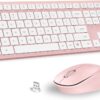 LeadsaiL Pink Wireless Keyboard and Mouse Combo, Full-Sized Ergonomic Computer LeadsaiL Pink Wireless Keyboard and Mouse Combo, Full-Sized Ergonomic Computer Keyboard, 2.4GHz Cordless Keyboard Silent Mouse Set with 2-in-1 USB Receiver, 12 FN Shortcuts for Windows Laptop, PC/Mac