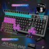 Gaming Keyboard and Mouse Combo - RGB Backlit 14 Lighting Effects, USB Wired Computer Keyboard, 26-Key Anti-Ghosting, Volume Wheel, Quiet Typing, Adjustable DPI Mouse for Gaming & Work, Trueque