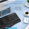 Ergonomic Wireless Keyboard with Cushioned Wrist Rest, Wave Keys, Phone Holder, Comfortable Natural Typing, 2.4GHz Full Size Cordless USB Computer Keyboard for Windows, Mac OS, Laptop, PC (Black)