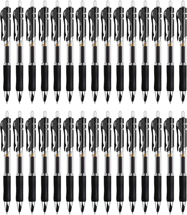 Horsebe 30pcs Black Gel Ink Pens for Writing, 0.5 mm Horsebe 30pcs Black Gel Ink Pens for Writing, 0.5 mm Pens Fine Point Smooth Writing Pens for Journaling, Bulk Retractable Rollerball Pens for School Office.