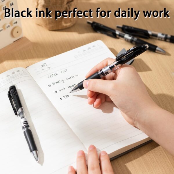 71Jl4cyZd9L._AC_SL1500_.jpg deli Gel Pens, 50 Pcs Retractable Pens Black Ink, Medium Point Pen 0.7mm, Smooth Writing, Fast Dry, No Bleed for Journaling Note Taking, Home School Office Supplies