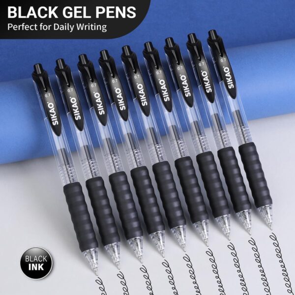 Black Gel Pens Bulk 30 Pack + 12 Refills, Black Ink 0.7mm Fine Point Smooth Writing No-Smudge, Gel Ink Pens Black with CLOUD TOUCH GRIP, Retractable Click Pens for Office, School, Teachers & Servers