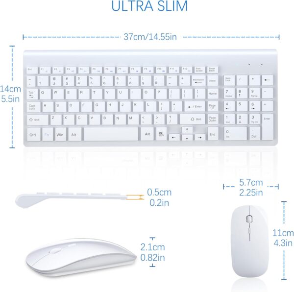 71KGqfWBOcL._AC_SL1500_.jpg Wireless Keyboard and Mouse Ultra Slim Combo, TopMate 2.4G Silent Compact USB 2400DPI Mouse and Scissor Switch Keyboard Set with Cover, Batteries Included, for PC/Laptop/Windows/Mac - White