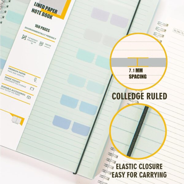 71KJ4AQxqYL._AC_SL1500_.jpg OWSC 4 Pack Lined Spiral Notebook, 5.9 x 8.3 Inches Notebooks for Work, School and Journal with 110 GSM Thick Paper, Small Notebook with 80 Sheets/160 Pages, Notebooks College Ruled for Note Taking