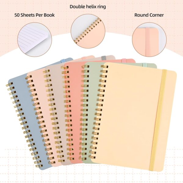 EHME EHME EHME 6 PCS Small Spiral Notebook 5x7, Cute Aesthetic Spiral Journal Note book for Women & Men, Spiral Bound Journals for Work School Note Taking Business, Journals for Writing 50 Sheets