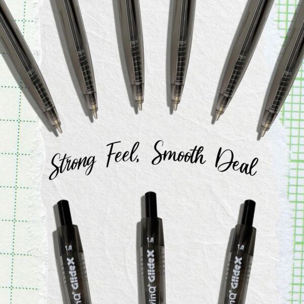 AKVINQ® GlideX Retractable Ballpoint Pens – Black Ink – 1.0 mm Bold Tip – Smooth Writing, Quick Dry, Low-viscosity ink, No Smudge – 100 Pens Bulk Pack for Office & School Supplies