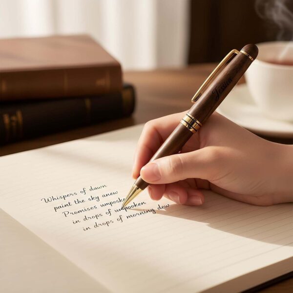 Personalized Walnut Wood Pen Set with Engraved Wooden Gift Box, Customized Wooden Ballpoint Pen Gift Set with Name, Custom Gift for Men and Women