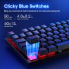 RisoPhy Mechanical Gaming Keyboard, RGB 104 Keys Ultra-Slim LED Backlit USB Wired Keyboard with Blue Switch, Durable Abs Keycaps/Anti-Ghosting/Spill-Resistant Computer Keyboard for PC Mac Xbox Gamer