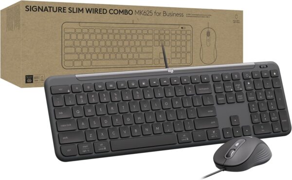 Logitech Signature Slim Wired Combo MK625 for Business, Optical Wired Mouse, Full-Size Keyboard, USB-C Plug-and-Play, Windows/Mac/Chrome/PC/laptops - Graphite