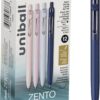 uniball Zento Liquid Gel Ink Retractable Pens, Medium Point (0.7mm), Muted Barrels, Black Ink, Dozen