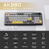 AJAZZ AK980 Wireless Keyboard with Smart Display & Knob,98% Mechanical Keyboard Tri-Mode BT/2.4G/USB-C, Hot Swappable, PBT Keycaps, with RGB Light for Win & Mac(Black,Murad Switch)