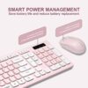 Wireless Keyboard and Mouse Combo, Reccazr 2.4G Full-Sized Keyboard and Mouse Cordless, 3 DPI Adjustable Mouse, Dual-System Keyboard for Computer/Laptop/Windows/Mac (Pink & White)