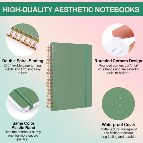 Utron 3 PCS Small Spiral Notebook 5x7, Notebooks for Note Taking, Morandi Spiral Journal Notebook, Work Notebook Small Notebooks 5x7 with Strap, Cute Notebooks for Women 70 Sheets/Note Books