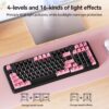 AUSDOM 98Pro Silent Wireless Mechanical Keyboard, Tri-Mode BT/2.4G/USB-C Hot Swappable Custom Quiet Keyboard with Backlit, Gasket Structure, PBT Keycaps,Pre-lubed Tactile Switches(Black & Pink-Silent)