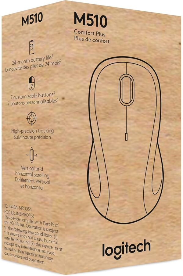 71QbIywFehL._AC_SL1500_.jpg Logitech M510 Wireless Mouse, Mouse for Laptop and PC with USB Unifying Receiver, Programmable Buttons - Graphite