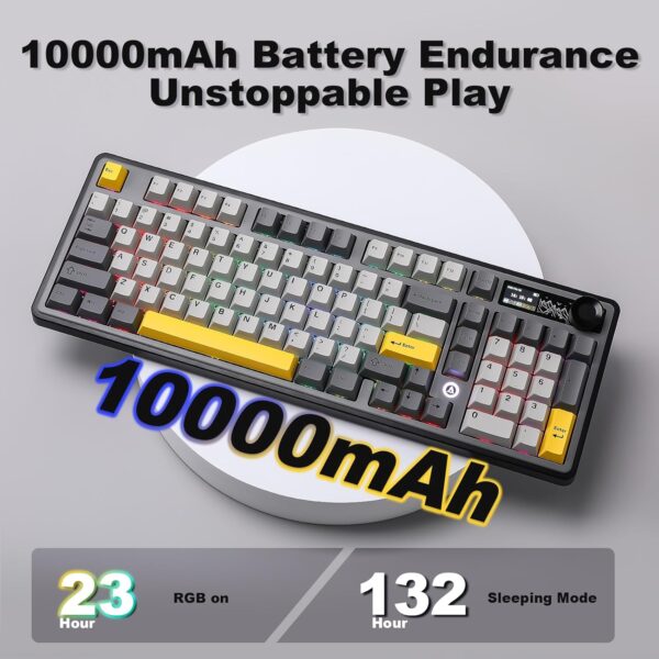 AJAZZ AK980 Wireless Keyboard with Smart Display & Knob,98% Mechanical Keyboard Tri-Mode BT/2.4G/USB-C, Hot Swappable, PBT Keycaps, with RGB Light for Win & Mac(Black,Murad Switch)