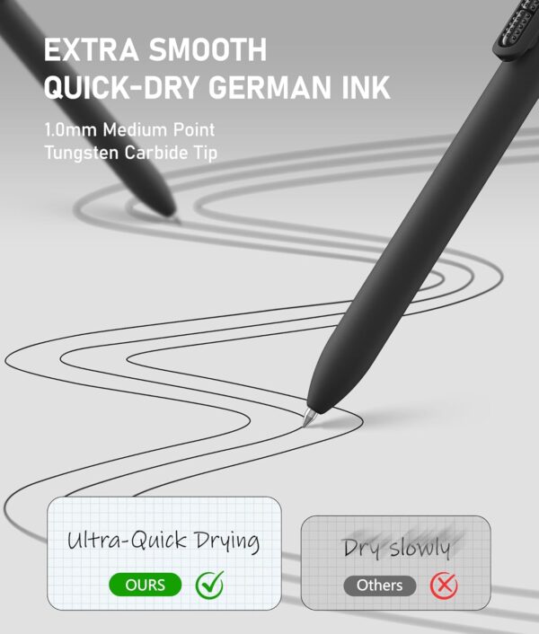 8 Pcs Black Ballpoint Pens - 1.0mm Medium Point Smooth Writing Black Ink Ball Point Pens | High-end Long Lasting Retractable Pen for School, Home, Office (Vintage-8pcs)