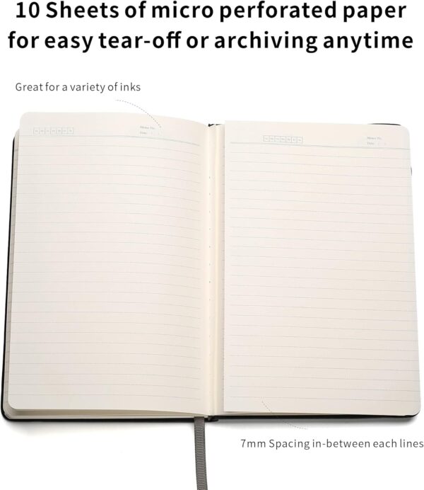 71RU7x9ZzdS._AC_SL1500_.jpg Deziliao Lined Journal Notebooks with Pen Loop, Hardcover Notebook Journal for Work, 100Gsm Premium Thick Paper with Inner Pocket, Medium 5.7"x8.4", (Black, Ruled)