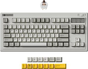 Keychron R3 Retro Wireless Mechanical Keyboard, 80% TKL Hot Swappable Keychron R3 Retro Wireless Mechanical Keyboard, 80% TKL Hot Swappable RGB Tactile Super Brown Switch, QMK Tri-Mode(2.4 GHz/Bluetooth/Wired), Compatible with Mac PC Linux