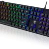 RisoPhy Mechanical Gaming Keyboard, RGB 104 Keys Ultra-Slim LED Backlit USB Wired Keyboard with Blue Switch, Durable Abs Keycaps/Anti-Ghosting/Spill-Resistant Computer Keyboard for PC Mac Xbox Gamer