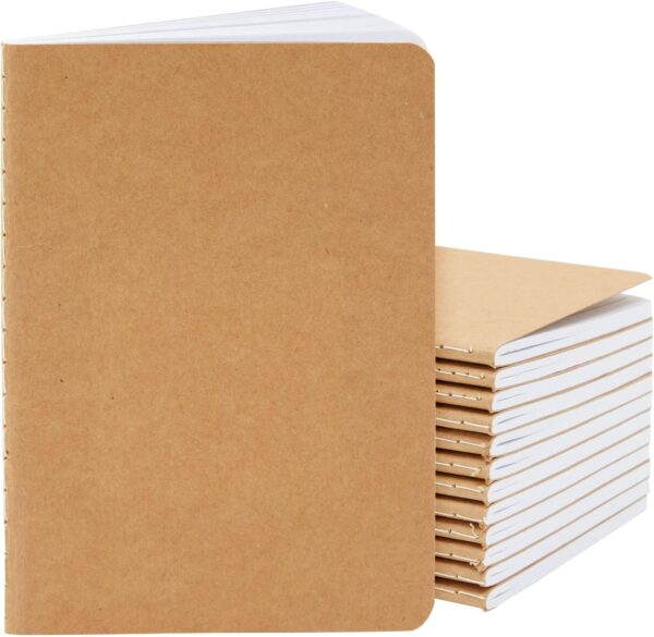 Paper Junkie Notebook Pack - A6 (4 x 6 In), Kraft Paper, 12-Pack, Lined Pages - Journaling Notebooks for Travel Journal, Work & School