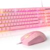 MageGee GT838 Gaming Keyboard and Mouse Combo, 104 Keys RGB Backlit Quiet Wired Keyboards for Laptop PC MAC, with Number Pad, Metal Panel, Anti-Ghosting, Pink