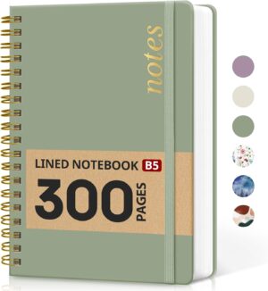 Lined Spiral Notebook Journal for Work, 300 Pages Thick B5 Lined Spiral Notebook Journal for Work, 300 Pages Thick B5 (7.1"x10") College Ruled Journal for Women & Writing, Hardcover Notebook for Note Taking, Perfect for Office Home School Supplies, Green