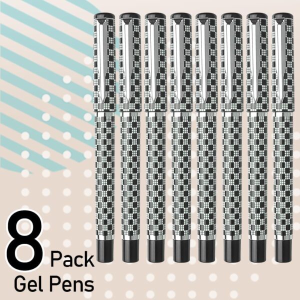 WQN WUQIANNIAN 8 Pack Black Ink Gel Pens, 0.5mm Quick Drying Writing Pens for Women Men, Smooth Ballpoint Pens for Note-Taking, Office School Supplies, Gifts.