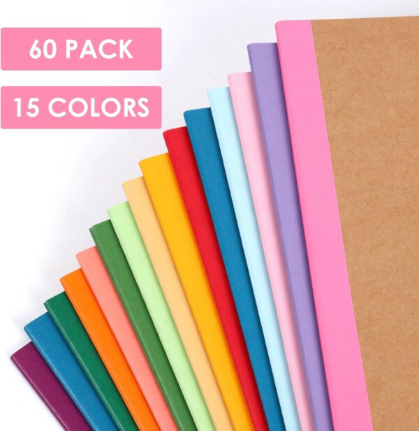 LABUK 60 Pack Notebooks Bulk, A5 Lined Journaling Notebooks Bulk, Rainbow Composition Notebooks Journals, 15 Colors 60 Pages for School Office