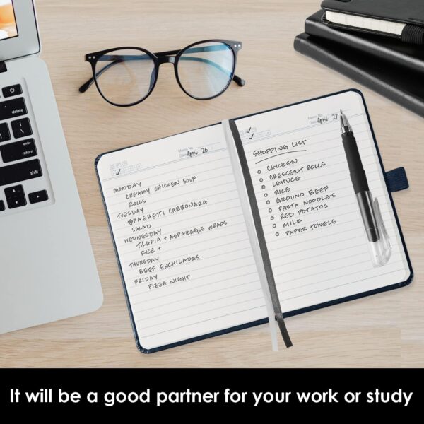 NIRMIRO (3 Pack) Pocket Notebook Journal, Hardcover Small Mini Notebooks with Pens for Work, 3.7" x 5.7" A6 Notebook College Ruled with 100Gsm Premium Thick Lined Paper, Black Leather