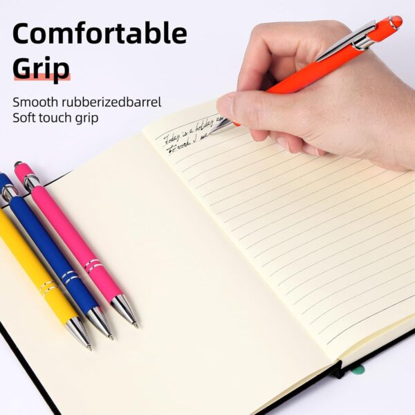 MorPionk 8 Pack Ballpoint Pen 2-in-1 Stylus Retractable Metal Stylus Pens for Touch Screens with Stylus tip, 1.0 mm Black Ink