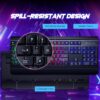 RisoPhy Gaming Keyboard, 104 Keys All-Metal Panel, Rainbow LED Backlit Silent Computer Keyboard, Wrist Rest, Multimedia Keys, Anti-Ghosting, Waterproof Light Up Wired Keyboard for PC Mac Gamer